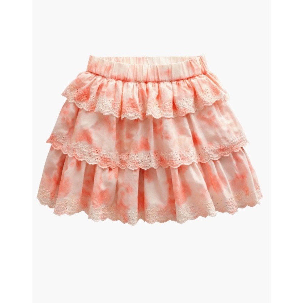 Mini Boden Kids Tie Dye Tiered Cotton Skirt Pink Embroidered Trim Girls‎ 9-10y
